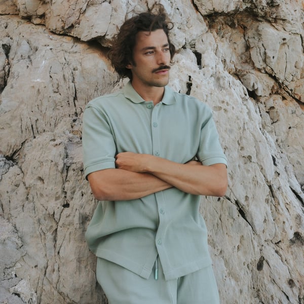 Dedicated Falkvik Waffle S/S Shirt - Iceberg Green