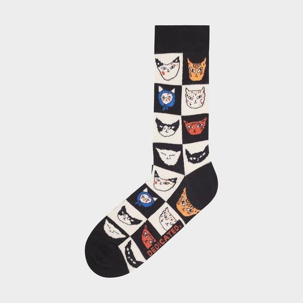 Dedicated Sigtuna Cat Bingo Socks - Black
