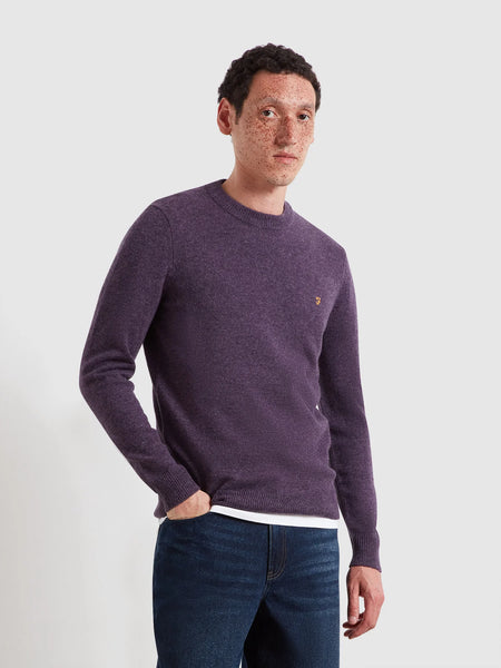 Farah Maidstone Lambswool Sweater - Deep Purple Marl