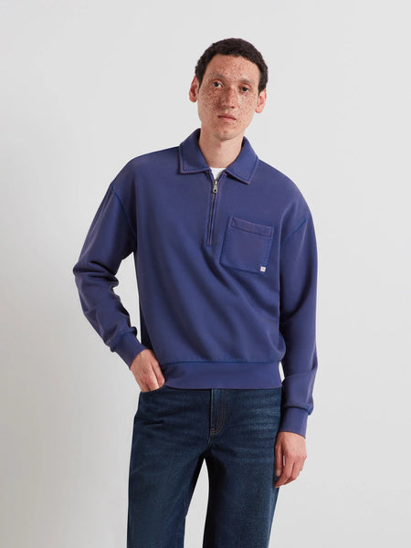 Farah Bellevue Quarter Zip Sweat - Pacific Blue