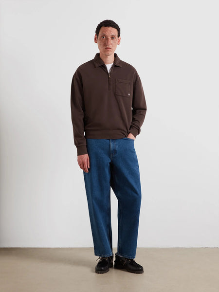 Farah Bellevue Quarter Zip Sweat - Dark Brown