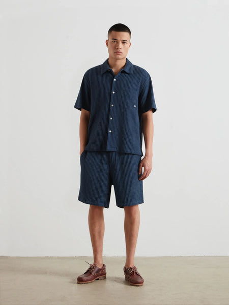 Farah Swinton Waffle Shorts - Aegean Blue