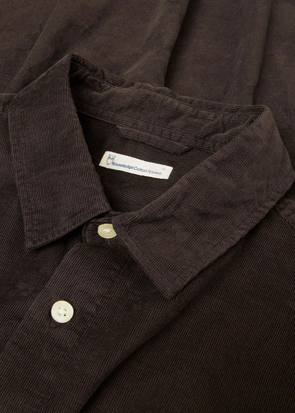 Knowledge Cotton L/S Regular Fit Cord Shirt - Chocolate Torte