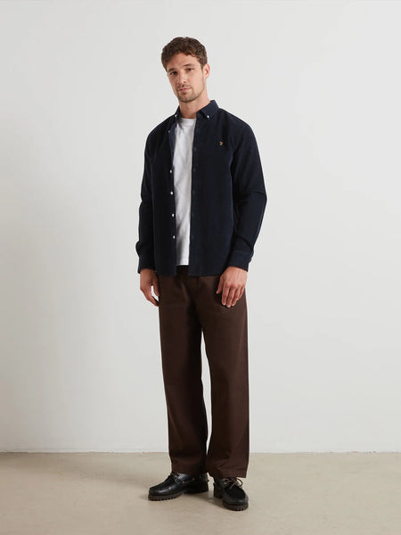 Farah Maverick Regular Fit Cord L/S Shirt - True Navy