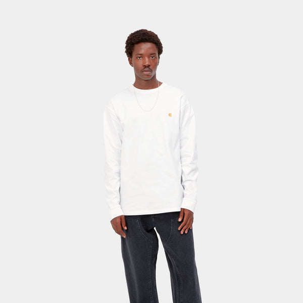 Carhartt L/S Chase Tee - White/Gold