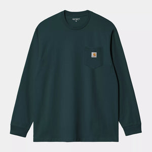 Carhartt WIP L/S Pocket Tee - Deep Lagoon