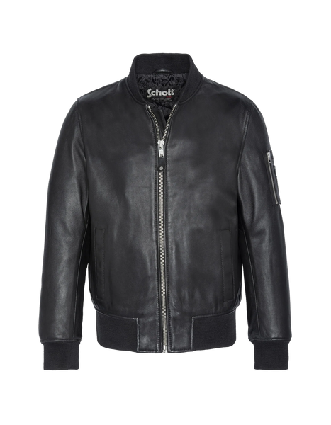 Schott Leather MA-1 Bomber Jacket - Black