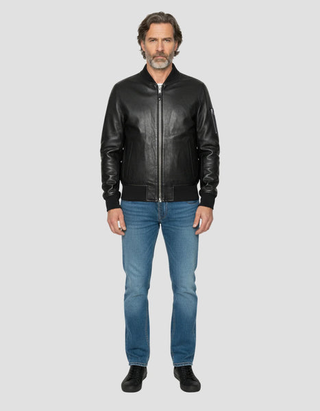 Schott Leather MA-1 Bomber Jacket - Black