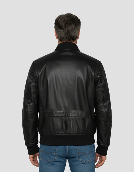 Schott Leather MA-1 Bomber Jacket - Black