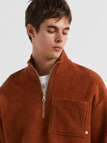 Farah Boxdale Quarter Zip Sweat - Russet