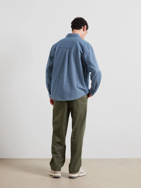 Farah Shane Textured Shirt - Mid Indigo