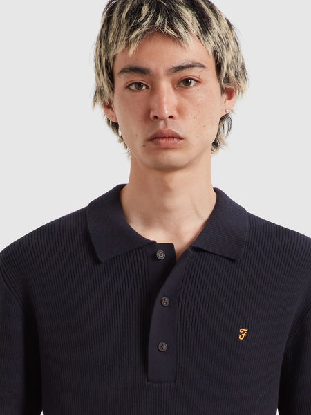 Farah Gerry Rib Knit Polo - True Navy