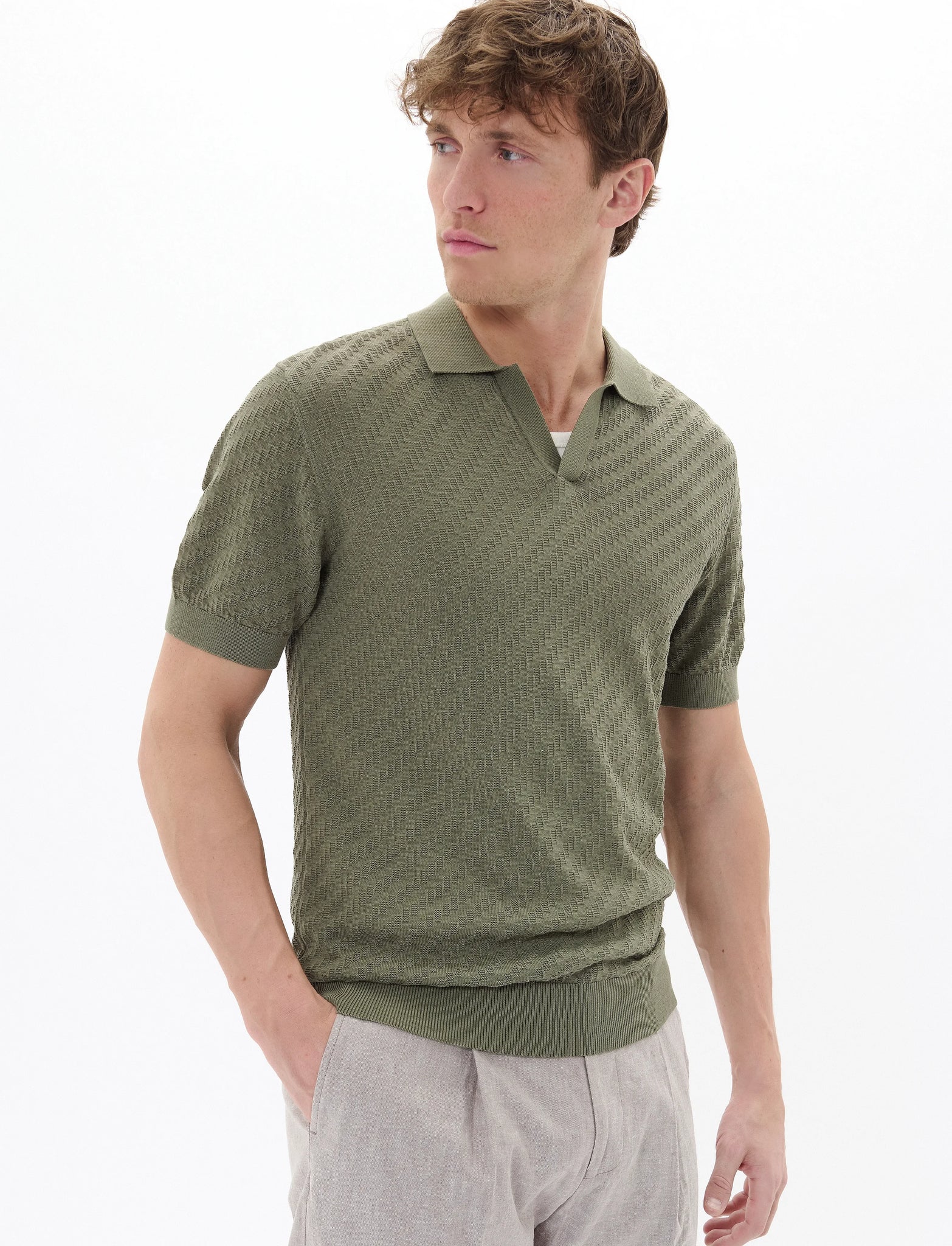 Matinique Knitted Mapolo V Polo - Light Army