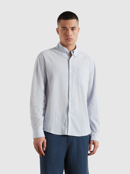 Farah Stanford Poplin L/S Shirt - Blue Nickle