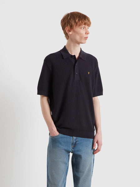 Farah Thornley Knitted Polo  - True Navy