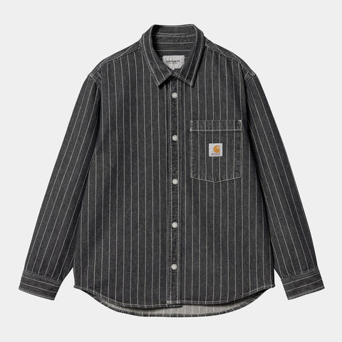 Carhartt Orlean Shirt Jacket - Orlean Stripe, Black/White Stonewashed
