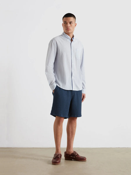 Farah Stanford Poplin L/S Shirt - Blue Nickle