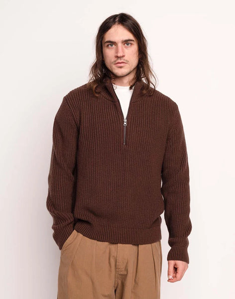 Olow Banjo Quarter Zip Knit - Chocolate