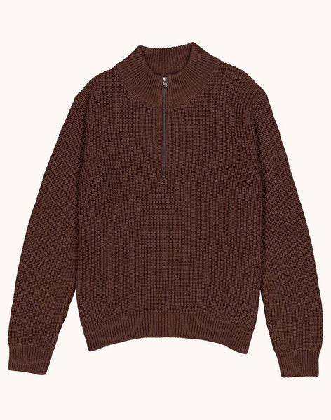 Olow Banjo Quarter Zip Knit - Chocolate