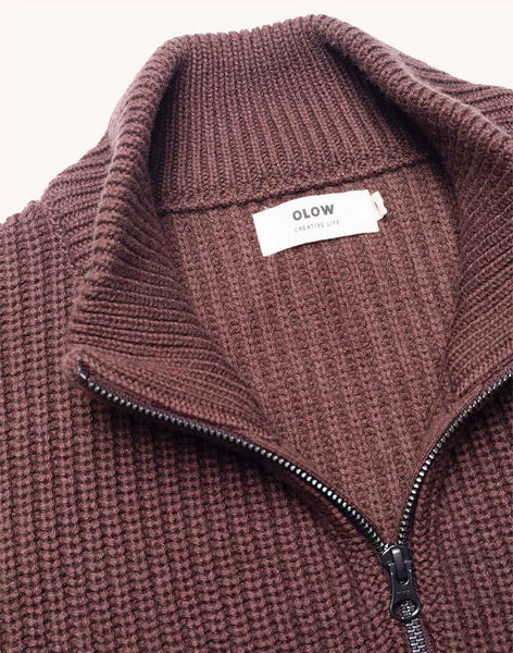 Olow Banjo Quarter Zip Knit - Chocolate