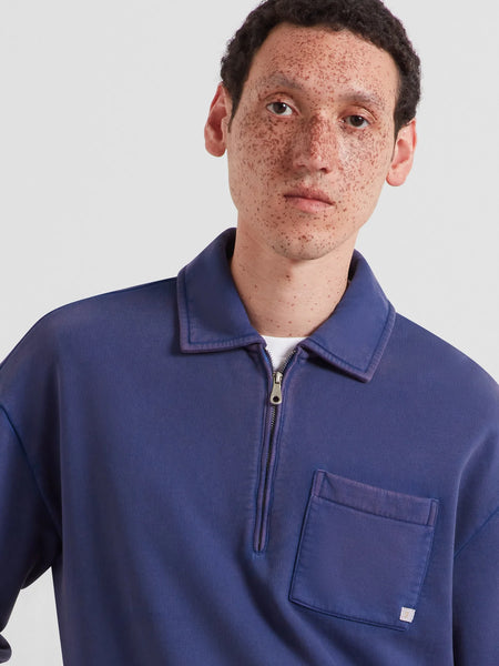Farah Bellevue Quarter Zip Sweat - Pacific Blue