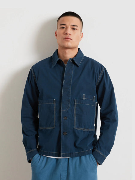 Farah Mattison Frost Finish Overshirt - Aegean Blue