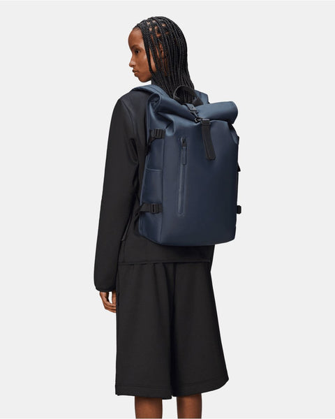Rains Large W3 Rolltop Rucksack - Navy