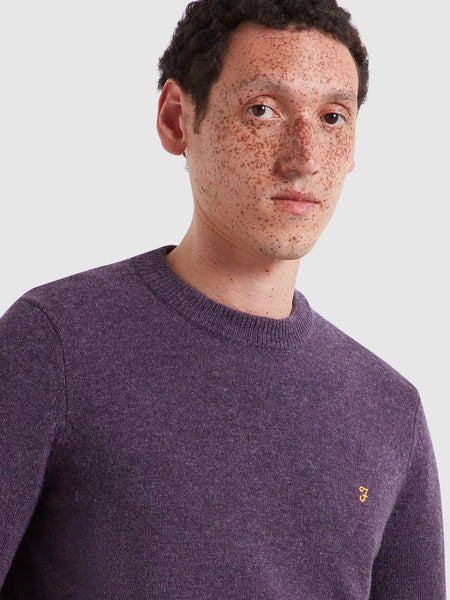 Farah Maidstone Lambswool Sweater - Deep Purple Marl