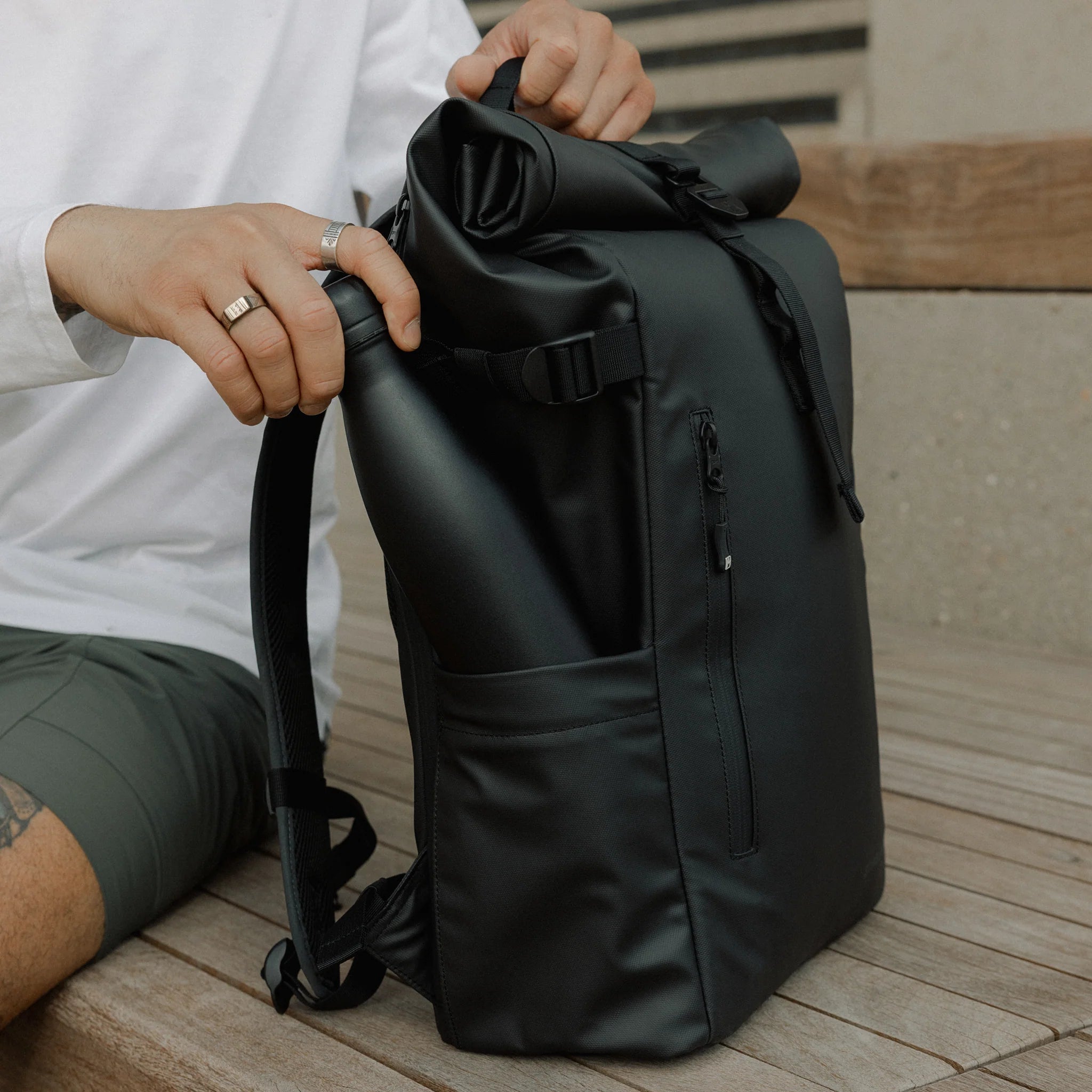 Rolltop 20l Backpack Black Badger Clothing
