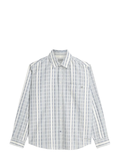 Scotch & Soda Striped Relaxed L/S Shirt - Ensign Blue Stripe