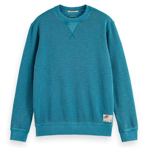 Scotch & Soda Garment Dyed Crewneck Sweatshirt - Petrol Blue