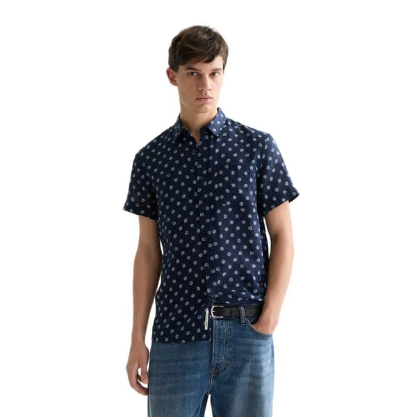 Scotch & Soda Printed Linen S/S Shirt - Foulard Dress Blue
