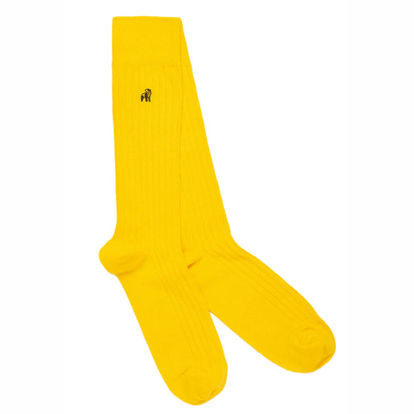 Swole Panda Bamboo Ribbed Socks - Banana Yellow