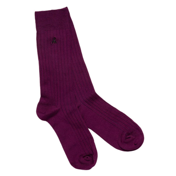 Swole Panda Bamboo Classic Ribbed Socks - Deep Purple