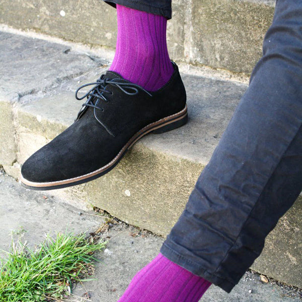 Swole Panda Bamboo Classic Ribbed Socks - Deep Purple
