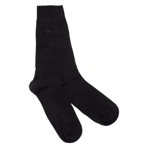 Swole Panda Classic Ribbed Socks - Jet Black