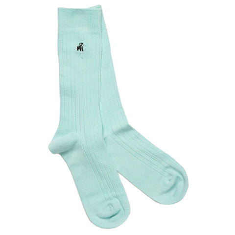 Swole Panda Classic Ribbed Socks - Sky Blue