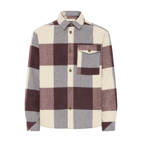 !Solid Sdmanheim Check Overshirt - Fudge Red