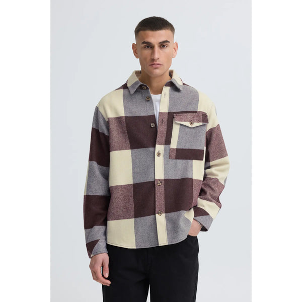 !Solid Sdmanheim Check Overshirt - Fudge Red