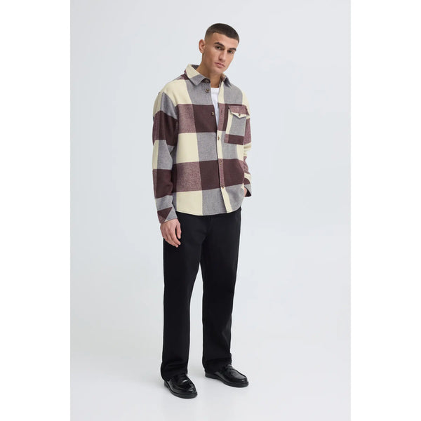 !Solid Sdmanheim Check Overshirt - Fudge Red