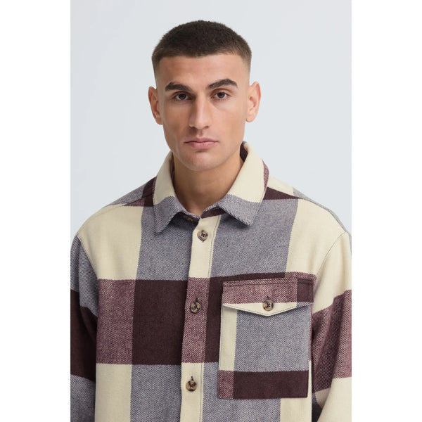 !Solid Sdmanheim Check Overshirt - Fudge Red