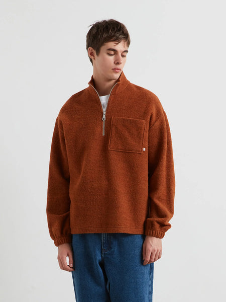 Farah Boxdale Quarter Zip Sweat - Russet