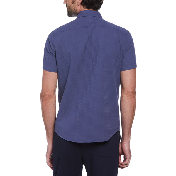 Original Penguin Dobby Basketweave S/S Shirt - Blue Indigo