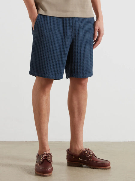 Farah Swinton Waffle Shorts - Aegean Blue