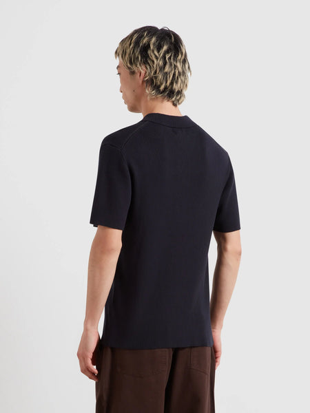 Farah Gerry Rib Knit Polo - True Navy