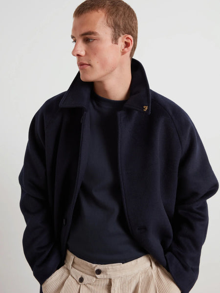 Farah Chaffee Melton Overcoat - Navy