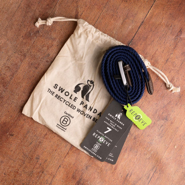 Swole Panda Woven Belt - Khaki/Blue Dot