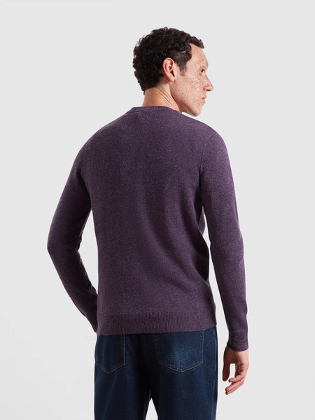 Farah Maidstone Lambswool Sweater - Deep Purple Marl
