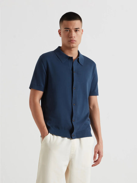 Farah Poplar Knitted Polo - Aegean Blue