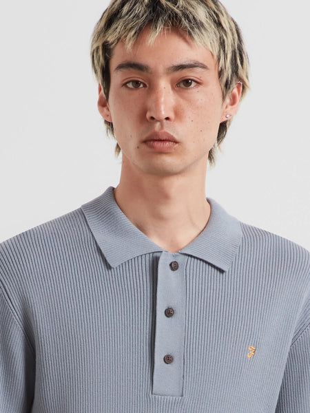 Farah Gerry Rib Knit Polo - Icelandic Blue